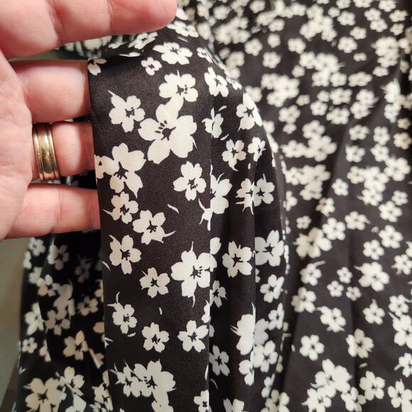 ZOLUCKY Black White Floral SS V Neck Neutral Classic Maxi Dress Cottage Women 2X - Picture 10 of 12